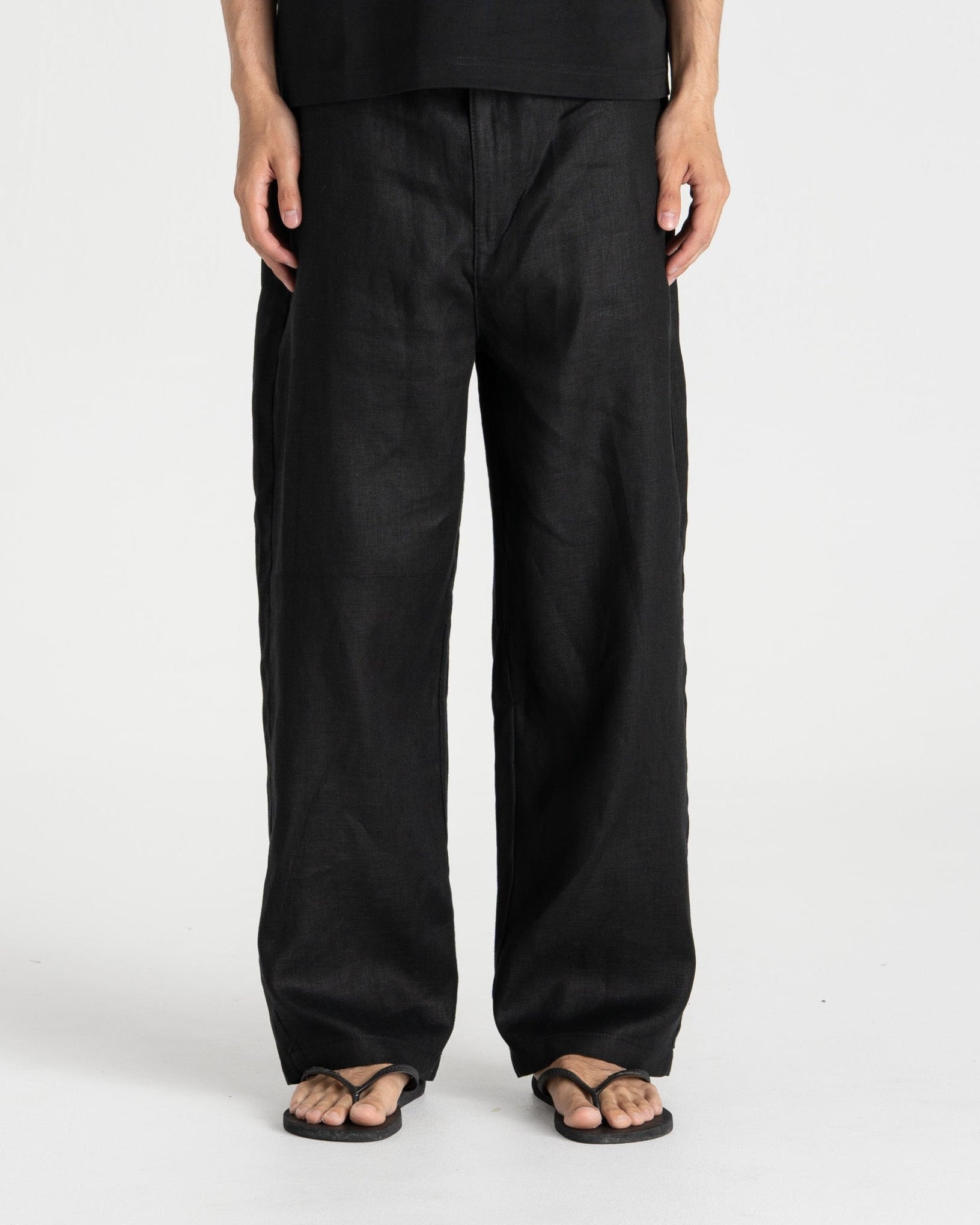 Baggy 100% flax pants black